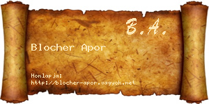 Blocher Apor névjegykártya